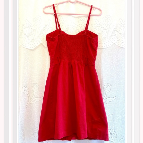 Adjustable Red Linen Button-Down Dress - Picture 3 of 4